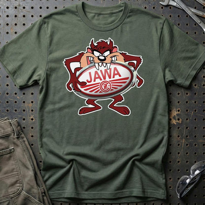Jawa TAZ Unisex T-Shirt , Bomuld-Beklædning-Jawa-Grøn Militær-S-Garage Culture Shop- garage - man cave - merchandise