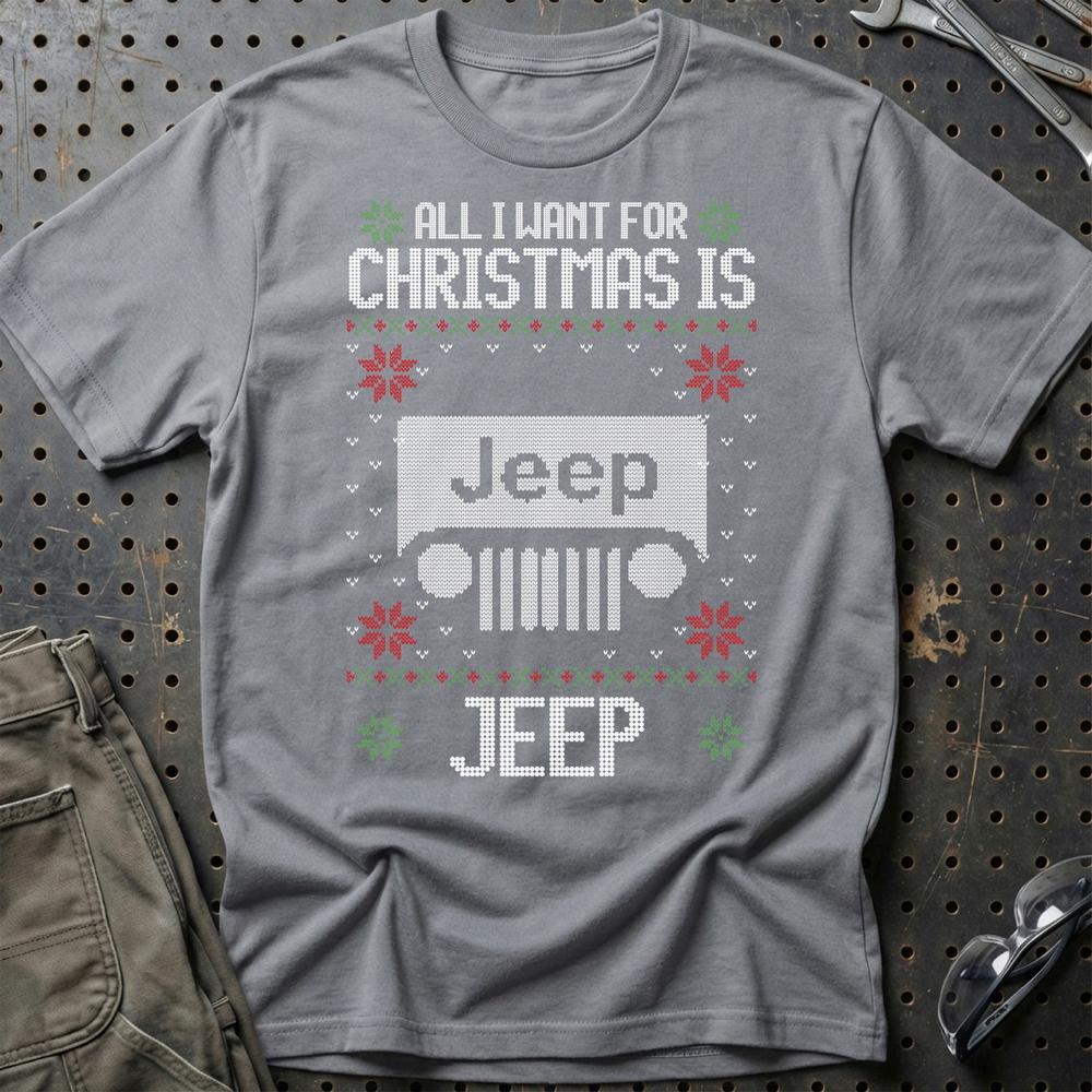 Jeep - All I Want For Christmas T-Shirt-Beklædning-Jeep-Grå Sport-S-Garage Culture Shop- garage - man cave - merchandise