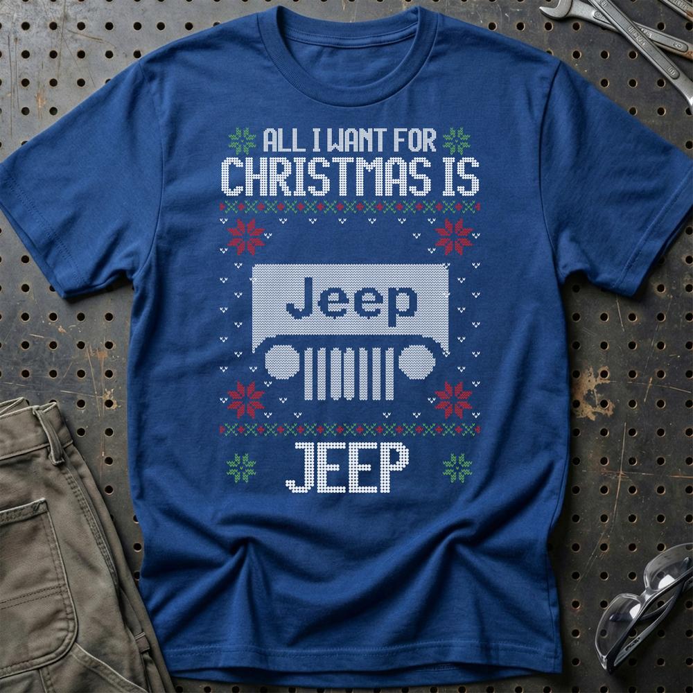 Jeep - All I Want For Christmas T-Shirt-Beklædning-Jeep-Blå Royal-S-Garage Culture Shop- garage - man cave - merchandise