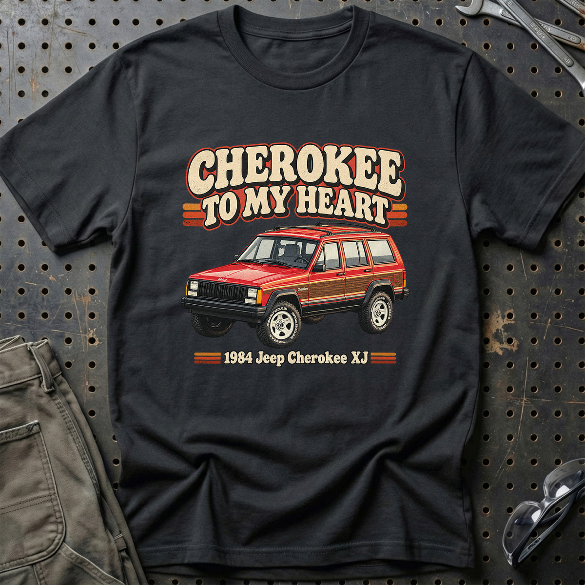 
Jeep Cherokee XJ 1984 – Cherokee to My Heart T-Shirt – Sort