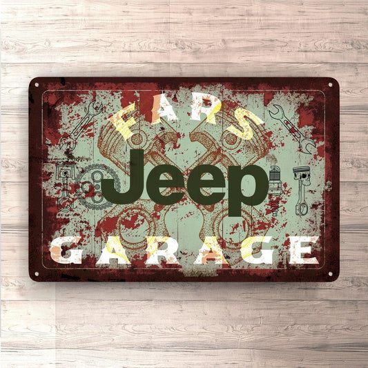 Jeep Fars Garage Vintage Skilte, Musemåtte, Dørmåtte , Plakat-Skilte-Jeep-Garage Culture Shop- garage - man cave - merchandise