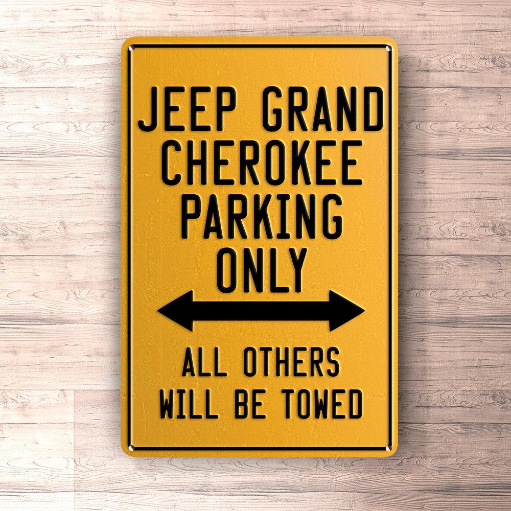 Jeep Grand Cherokee Parking Only Skilte, Musemåtte, Dørmåtte-Parking skilte-Jeep-Garage Culture Shop- garage - man cave - merchandise