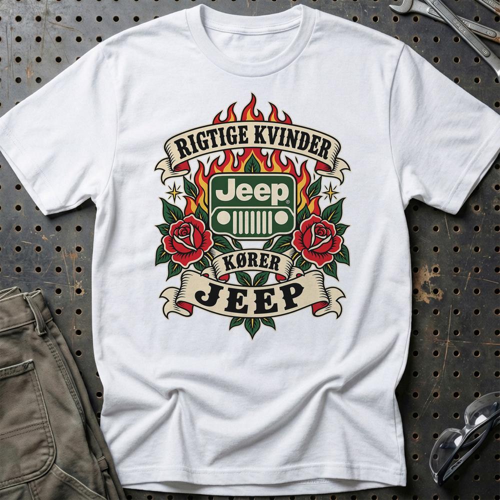 
Produktbillede af Jeep Rigtige Kvinder Kører – Roser og Flammer T-Shirt