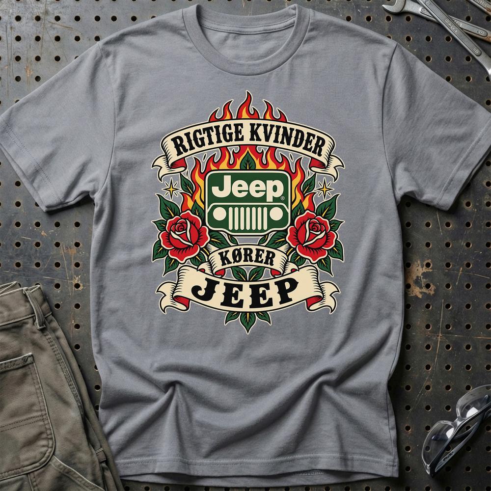 
Produktbillede af Jeep Rigtige Kvinder Kører – Roser og Flammer T-Shirt