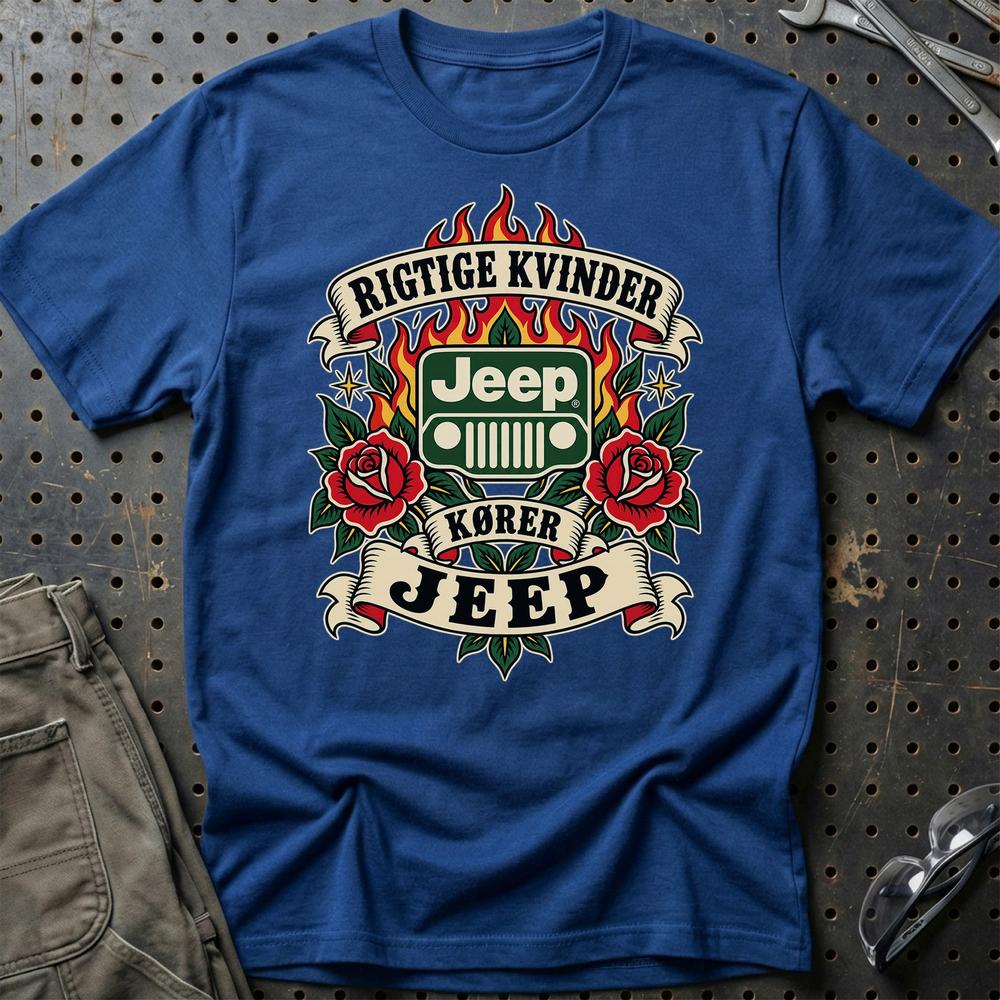 
Produktbillede af Jeep Rigtige Kvinder Kører – Roser og Flammer T-Shirt