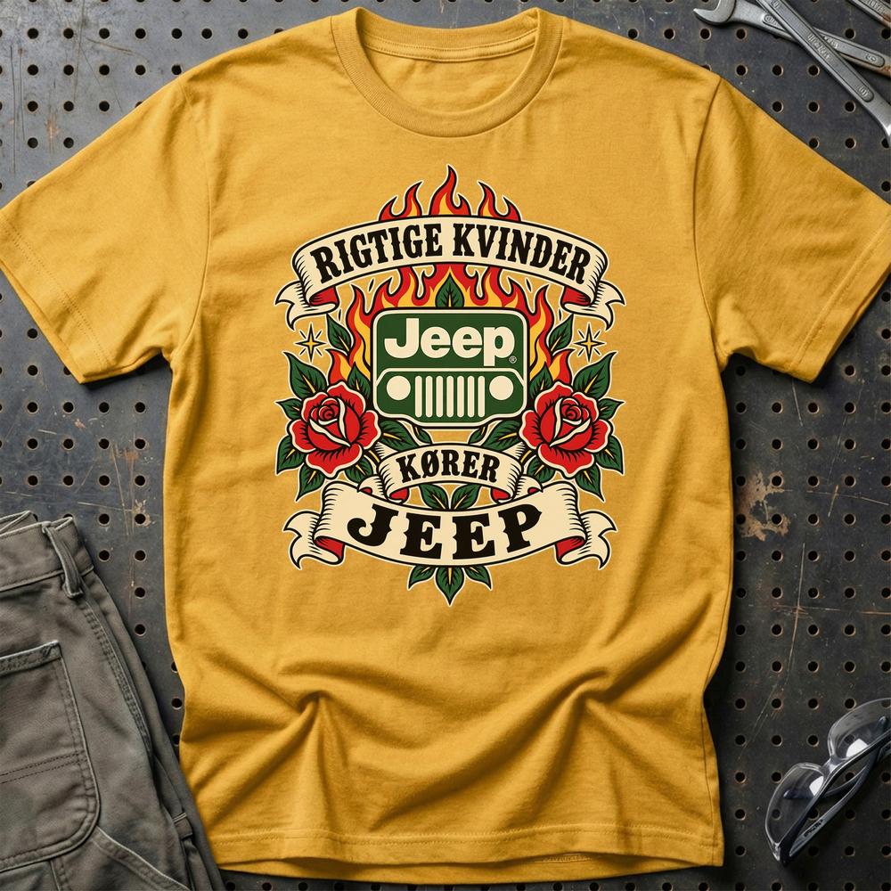 
Produktbillede af Jeep Rigtige Kvinder Kører – Roser og Flammer T-Shirt