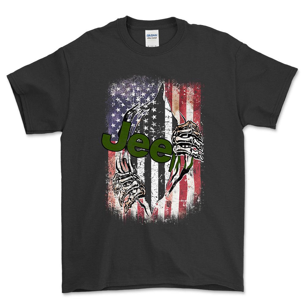 Jeep US Flag T-Shirt-Beklædning-Jeep-Sort-S-Garage Culture Shop- garage - man cave - merchandise