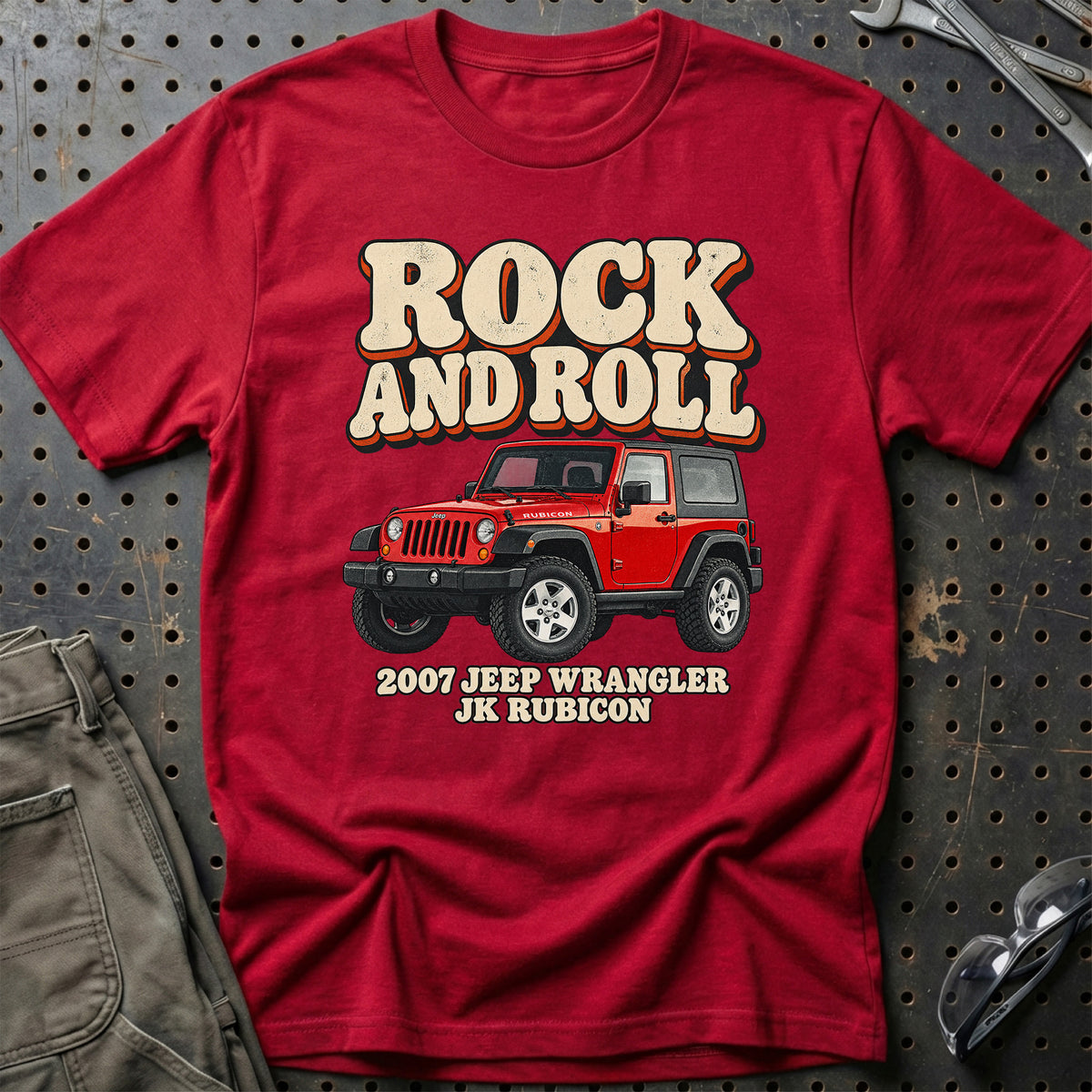 
Jeep Wrangler JK Rubicon 2007 – Rock and Roll T-Shirt – Rød