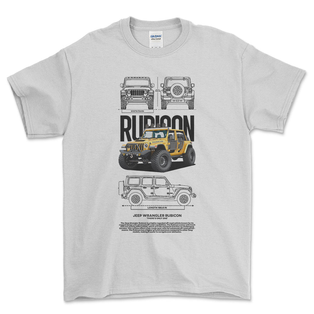 Jeep Wrangler Rubicon - Unisex T-Shirt , Bomuld-Beklædning-Jeep-Hvid-S-Forside-Garage Culture Shop- garage - man cave - merchandise