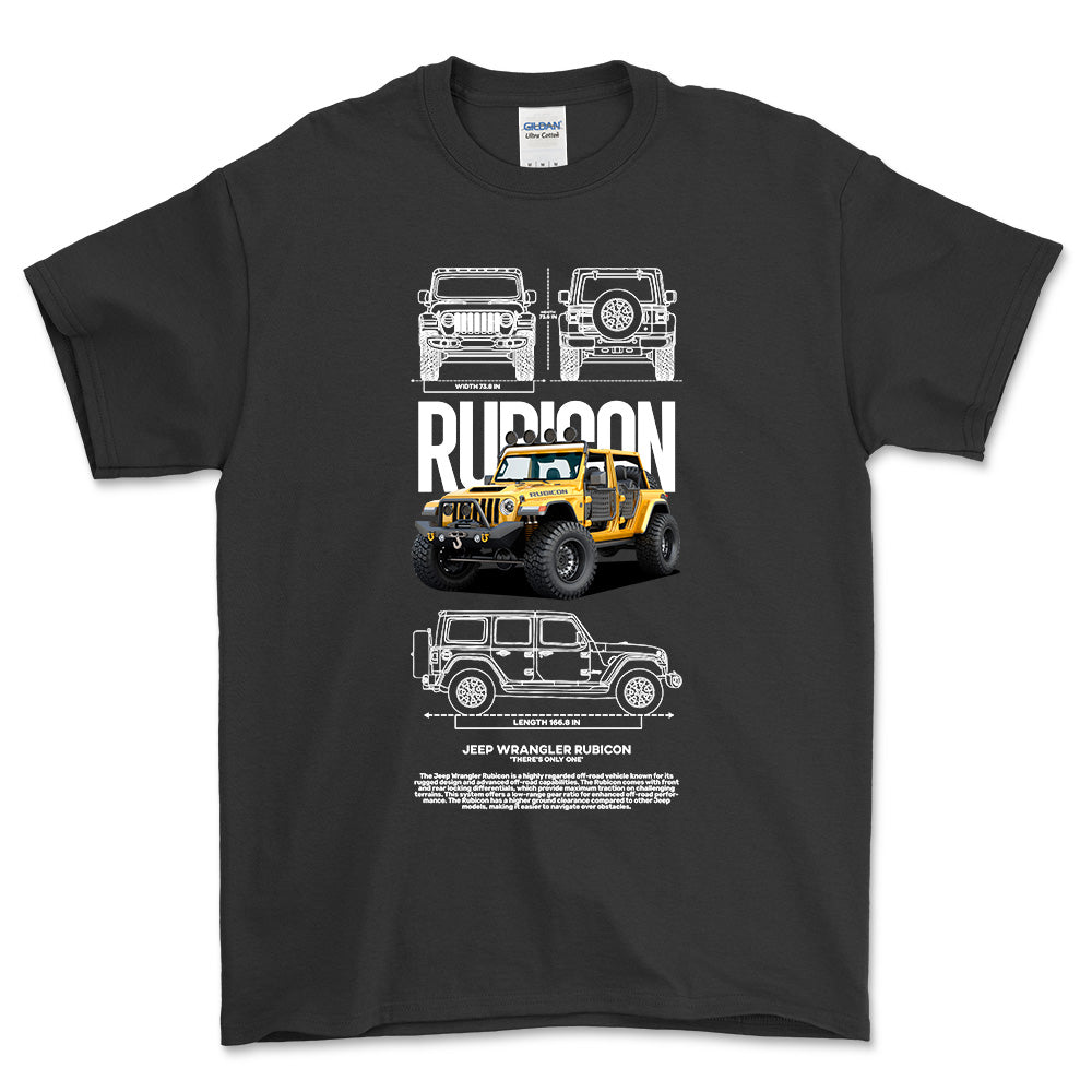 Jeep Wrangler Rubicon - Unisex T-Shirt , Bomuld-Beklædning-Jeep-Sort-S-Forside-Garage Culture Shop- garage - man cave - merchandise