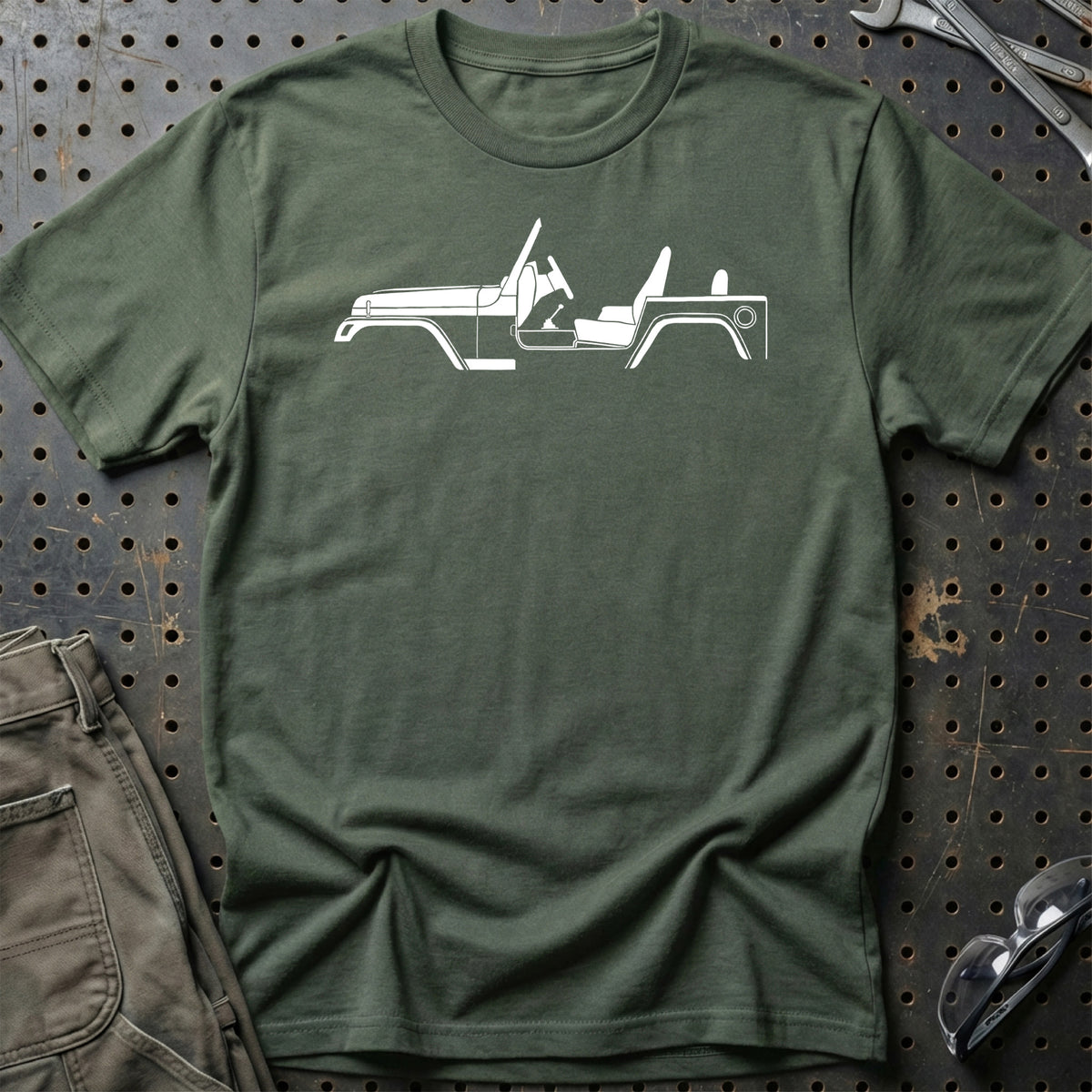 
Jeep Wrangler Silhuet T-Shirt – Grøn Militær