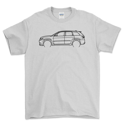Jeep grand Cherokee Outline - Unisex T-Shirt , Bomuld-Beklædning-Jeep-Hvid-S-Forside-Garage Culture Shop- garage - man cave - merchandise