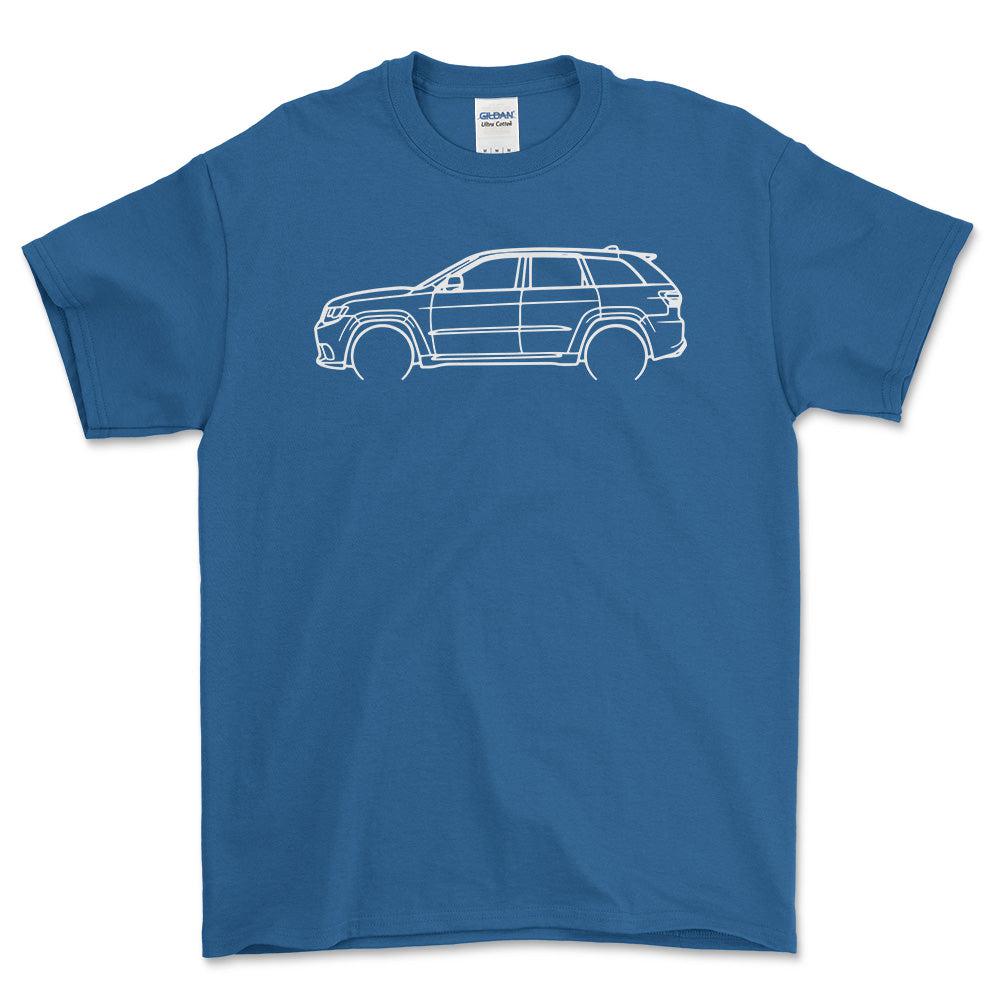 Jeep grand Cherokee Outline - Unisex T-Shirt , Bomuld-Beklædning-Jeep-Blå Royal-S-Forside-Garage Culture Shop- garage - man cave - merchandise