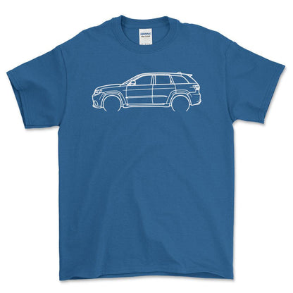 Jeep grand Cherokee Outline - Unisex T-Shirt , Bomuld-Beklædning-Jeep-Blå Royal-S-Forside-Garage Culture Shop- garage - man cave - merchandise