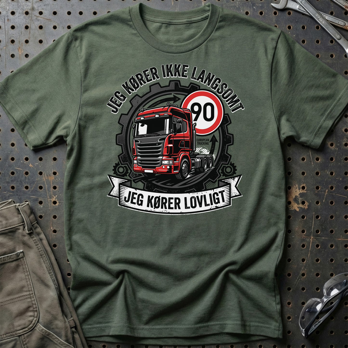 Lastbilchauffør Jeg Kører Ikke Langsomt, Jeg Kører Lovligt - Unisex T-Shirt , Bomuld