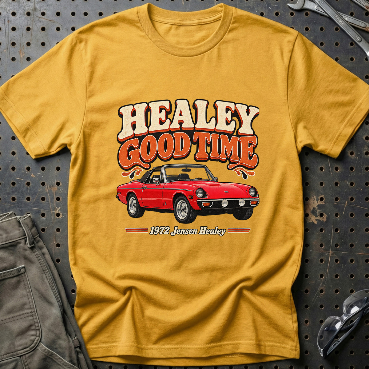 
Jensen-Healey 1972 – Healey Good Time T-Shirt – Guld