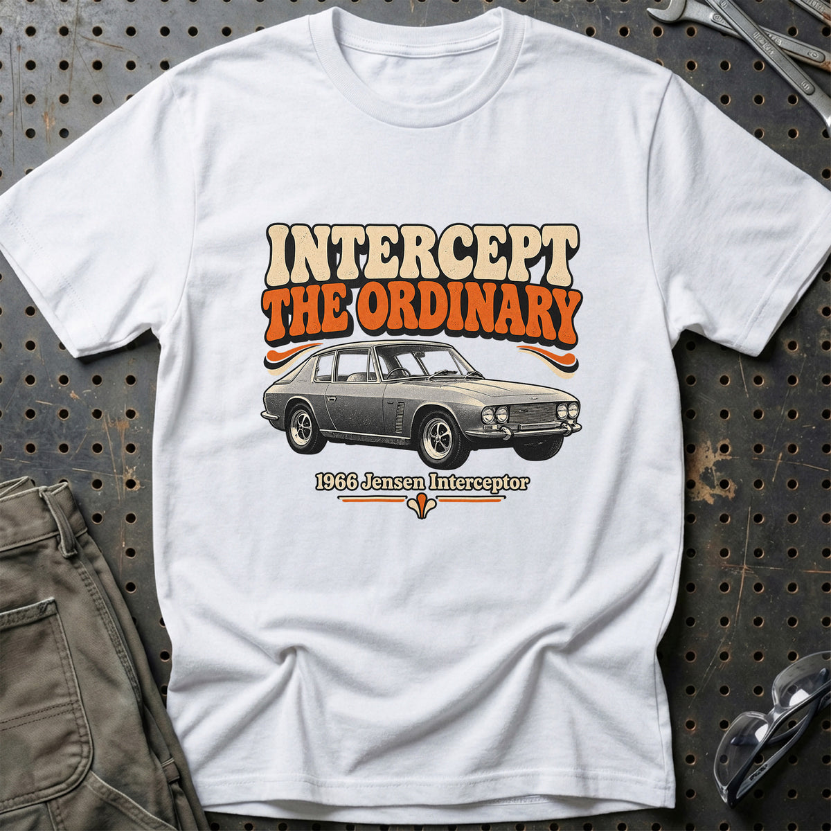 
Jensen Interceptor 1966 – Intercept the Ordinary T-Shirt – Hvid