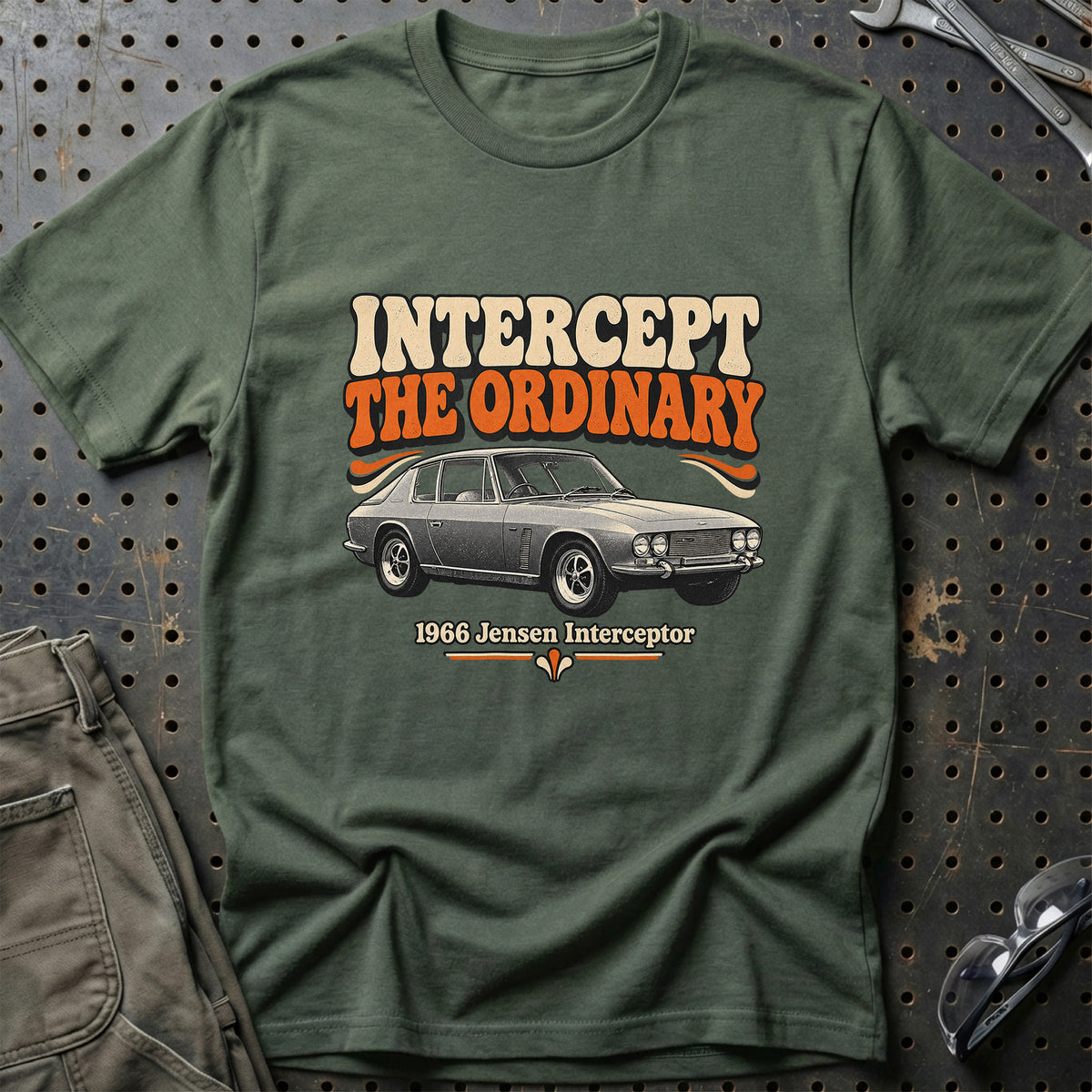 
Jensen Interceptor 1966 – Intercept the Ordinary T-Shirt – Grøn Militær