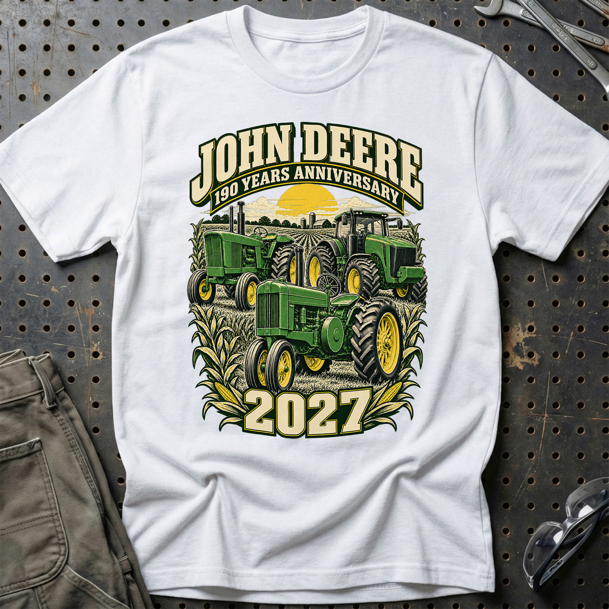
John Deere – 190 Years Anniversary 2027 T-Shirt – Hvid