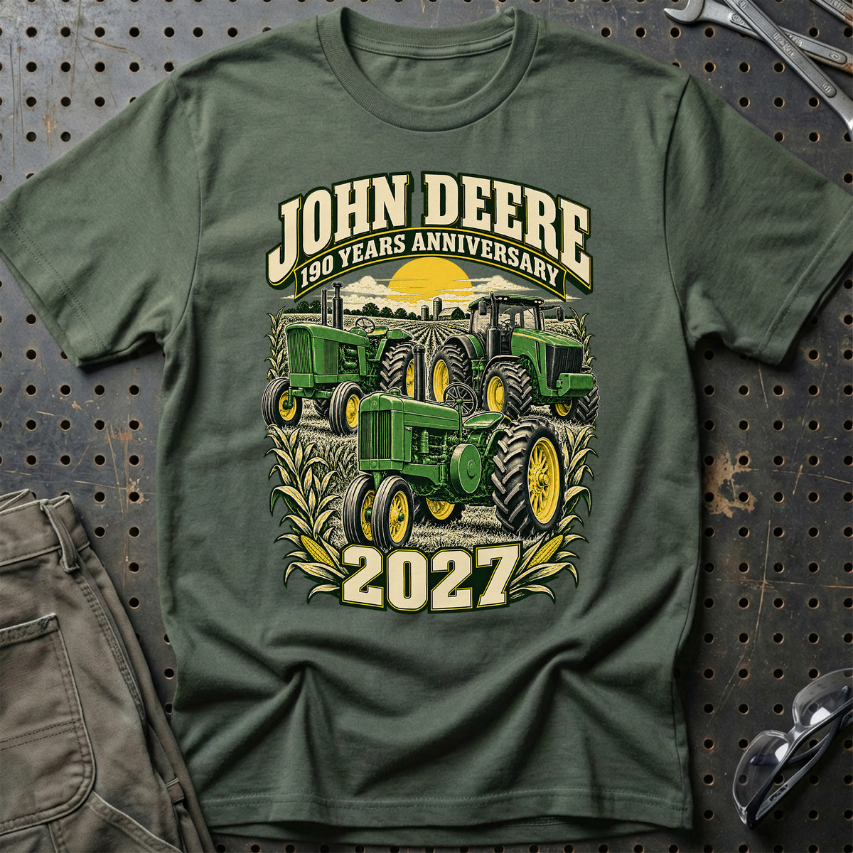 
John Deere – 190 Years Anniversary 2027 T-Shirt – Grøn Militær