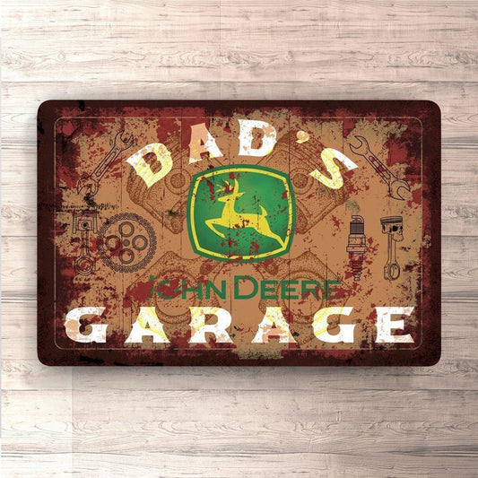 John Deere Dads Garage Vintage Skilte, Musemåtte, Dørmåtte-Skilte-John Deere-Garage Culture Shop- garage - man cave - merchandise