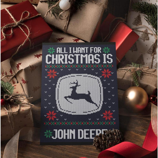 John Deere Juleskilte All I Want For Christmas Is Skilte, Musemåtte, Dørmåtte , Plakat-Skilte-John Deere-Garage Culture Shop- garage - man cave - merchandise