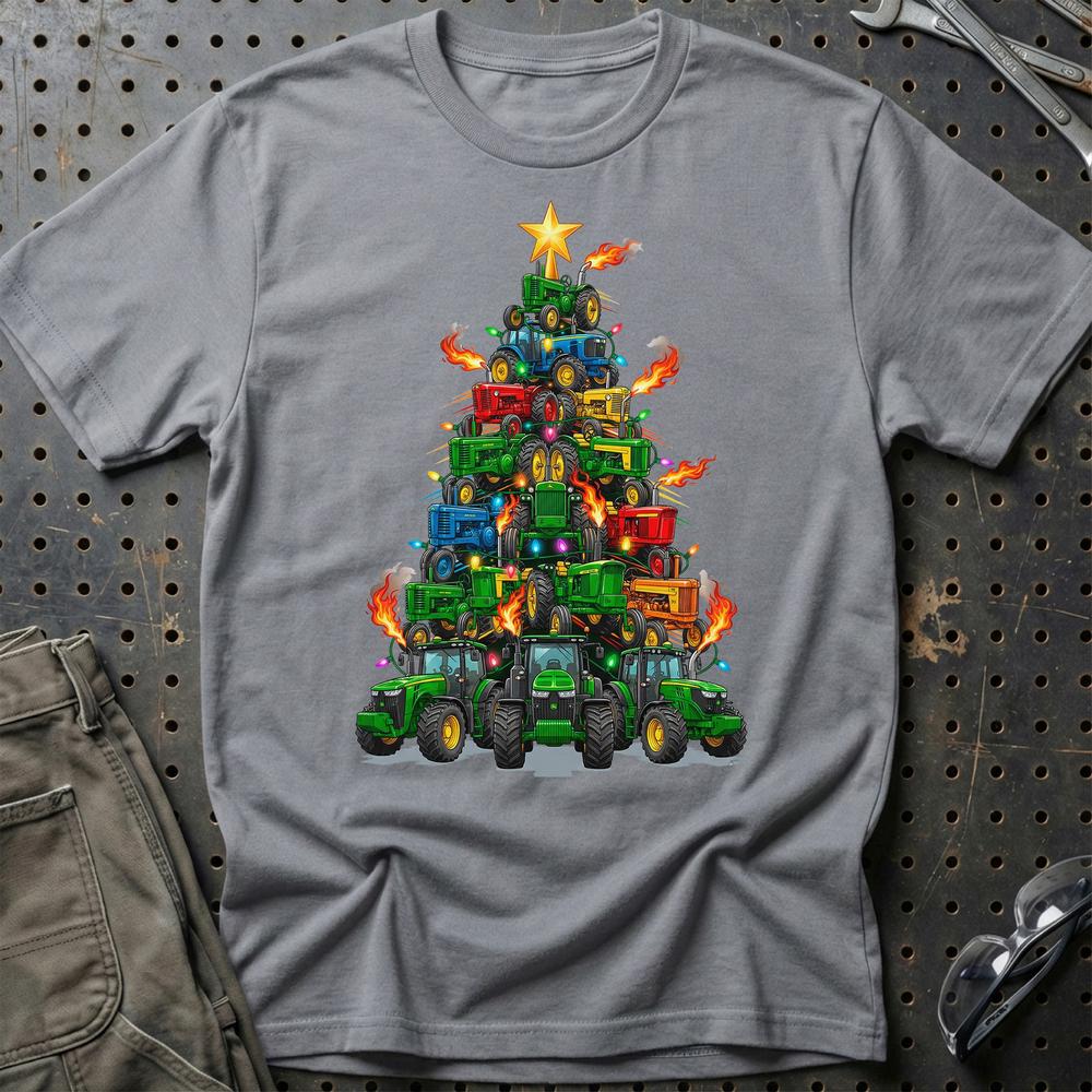 John Deere Juletræ Christmas Tree - Unisex T-Shirt-Beklædning-John Deere-Grå Sport-S-Garage Culture Shop- garage - man cave - merchandise