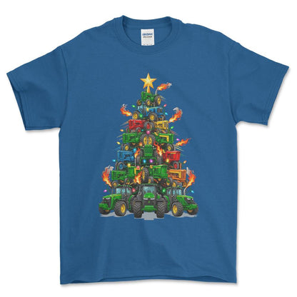 John Deere Juletræ Christmas Tree - Unisex T-Shirt-Beklædning-John Deere-Blå Royal-S-Forside-Garage Culture Shop- garage - man cave - merchandise