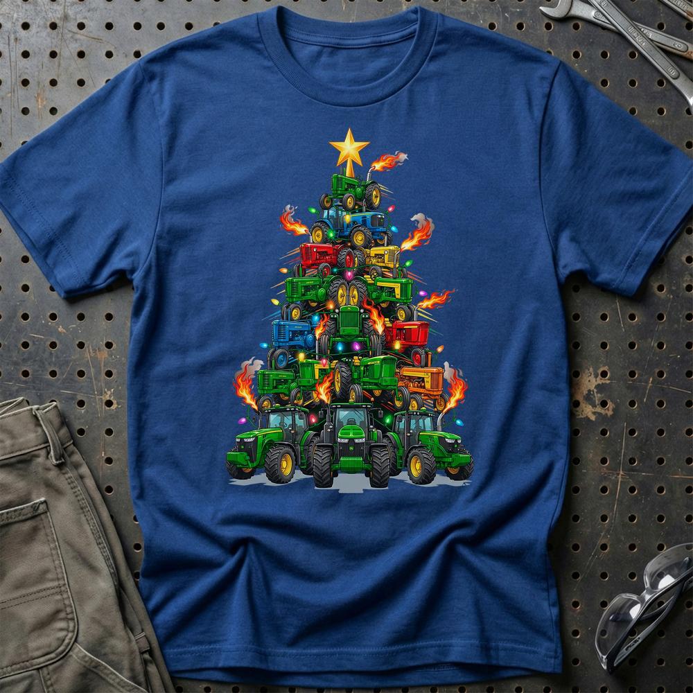 John Deere Juletræ Christmas Tree - Unisex T-Shirt-Beklædning-John Deere-Blå Royal-S-Garage Culture Shop- garage - man cave - merchandise