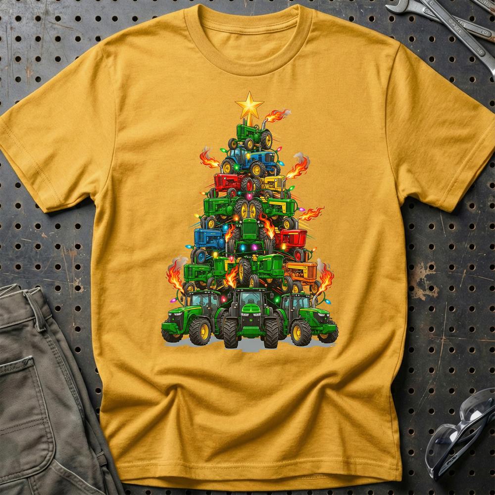 John Deere Juletræ Christmas Tree - Unisex T-Shirt-Beklædning-John Deere-Guld-S-Garage Culture Shop- garage - man cave - merchandise