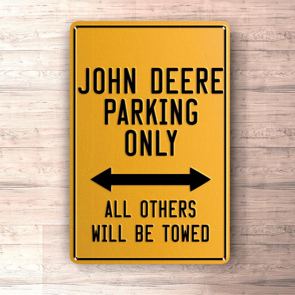 John Deere Parking Only Skilte, Musemåtte, Dørmåtte-Parking skilte-John Deere-Garage Culture Shop- garage - man cave - merchandise