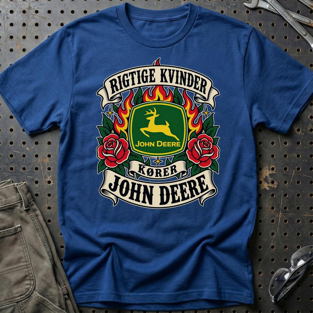 
Produktbillede af John Deere Rigtige Kvinder Kører – Roser og Flammer T-Shirt
