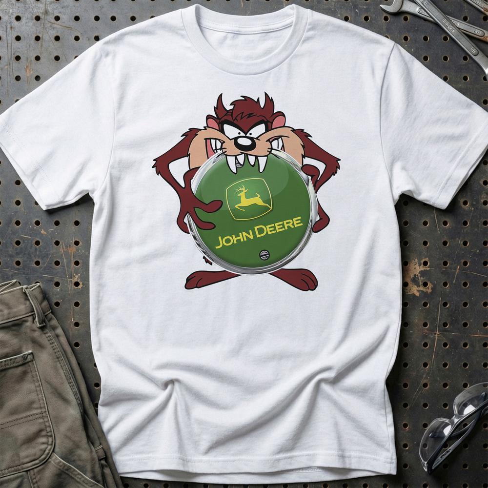 John Deere TAZ Unisex T-Shirt , Bomuld-Beklædning-John Deere-Hvid-S-Garage Culture Shop- garage - man cave - merchandise