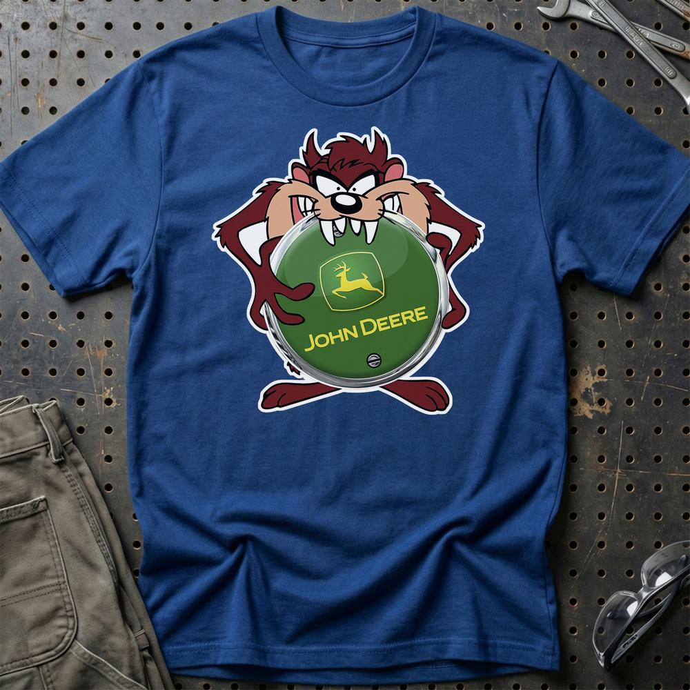 John Deere TAZ Unisex T-Shirt , Bomuld-Beklædning-John Deere-Blå Royal-S-Garage Culture Shop- garage - man cave - merchandise