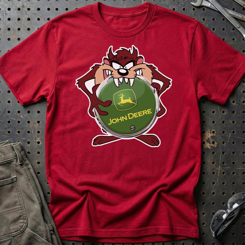 John Deere TAZ Unisex T-Shirt , Bomuld-Beklædning-John Deere-Rød-S-Garage Culture Shop- garage - man cave - merchandise
