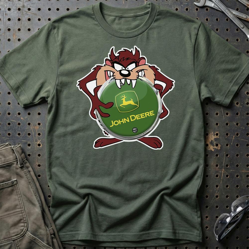 John Deere TAZ Unisex T-Shirt , Bomuld-Beklædning-John Deere-Grøn Militær-S-Garage Culture Shop- garage - man cave - merchandise