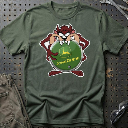 John Deere TAZ Unisex T-Shirt , Bomuld-Beklædning-John Deere-Grøn Militær-S-Garage Culture Shop- garage - man cave - merchandise