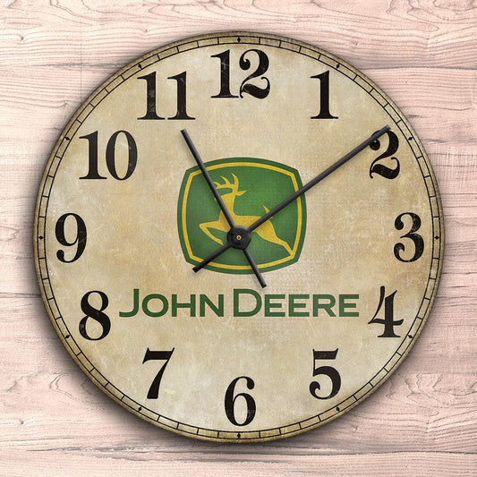 John Deere Vægur Rundt-Clock-John Deere-Garage Culture Shop- garage - man cave - merchandise