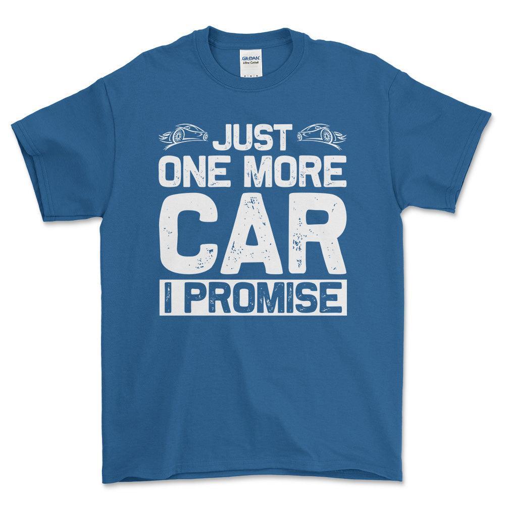 Just One More Car I Promise T-Shirt , Bomuld-Beklædning-Garage Culture-Blå Royal-S-Forside-Garage Culture Shop- garage - man cave - merchandise
