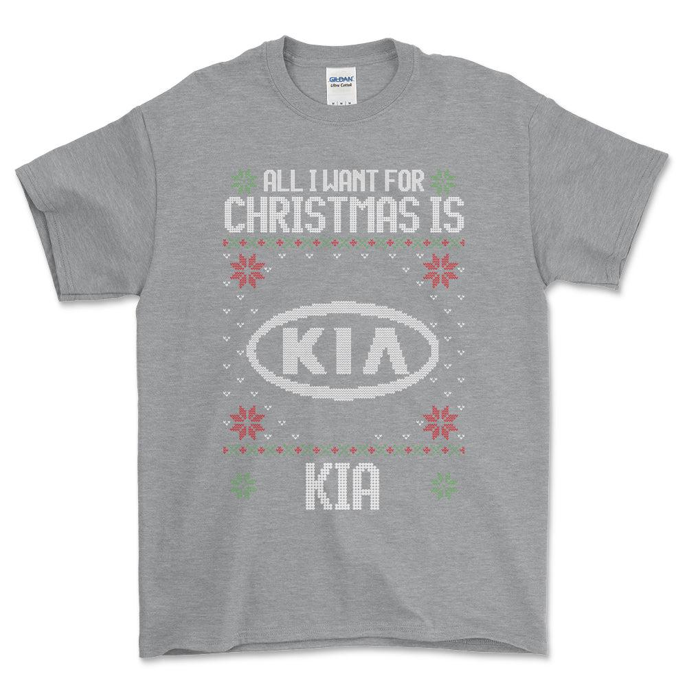 KIA - All I Want For Christmas T-Shirt-Beklædning-KIA-Grå Sport-S-Garage Culture Shop- garage - man cave - merchandise
