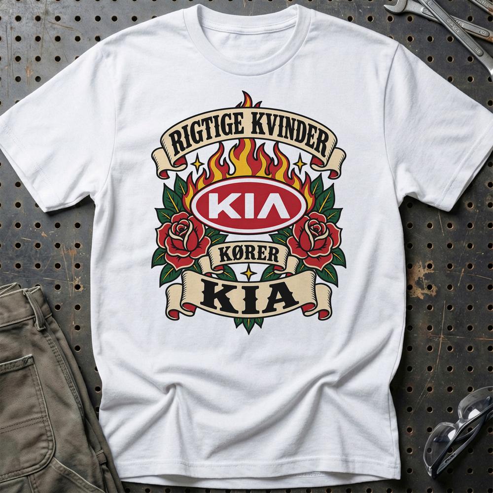 
Produktbillede af KIA Rigtige Kvinder Kører – Roser og Flammer T-Shirt