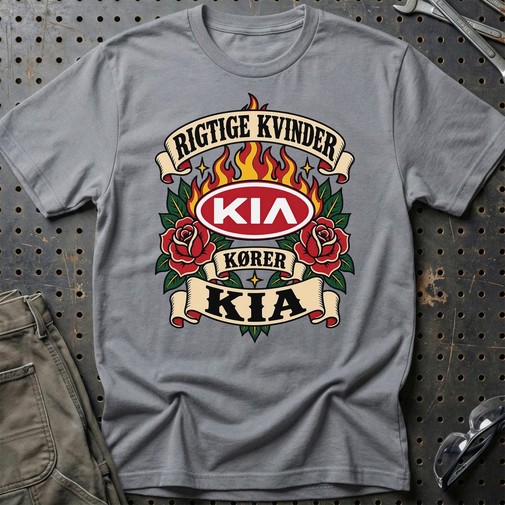 
Produktbillede af KIA Rigtige Kvinder Kører – Roser og Flammer T-Shirt
