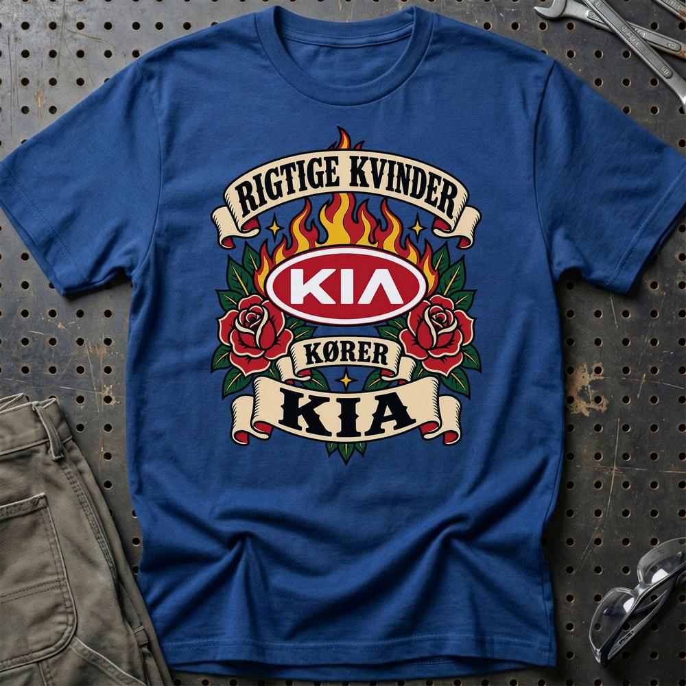 
Produktbillede af KIA Rigtige Kvinder Kører – Roser og Flammer T-Shirt