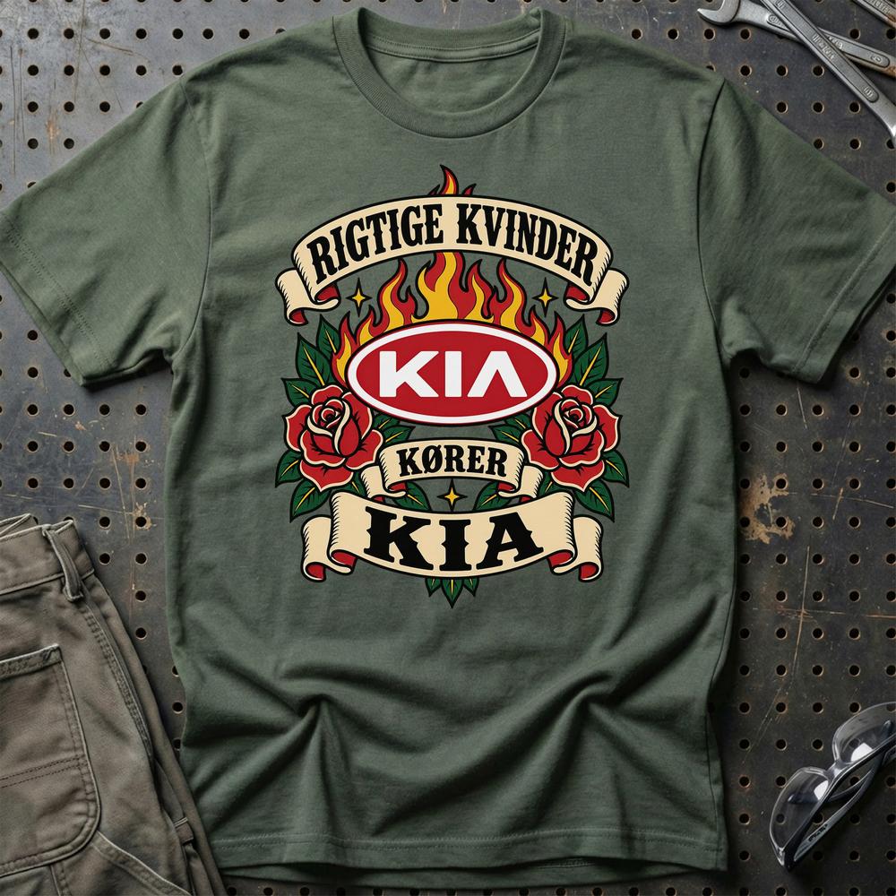 
Produktbillede af KIA Rigtige Kvinder Kører – Roser og Flammer T-Shirt