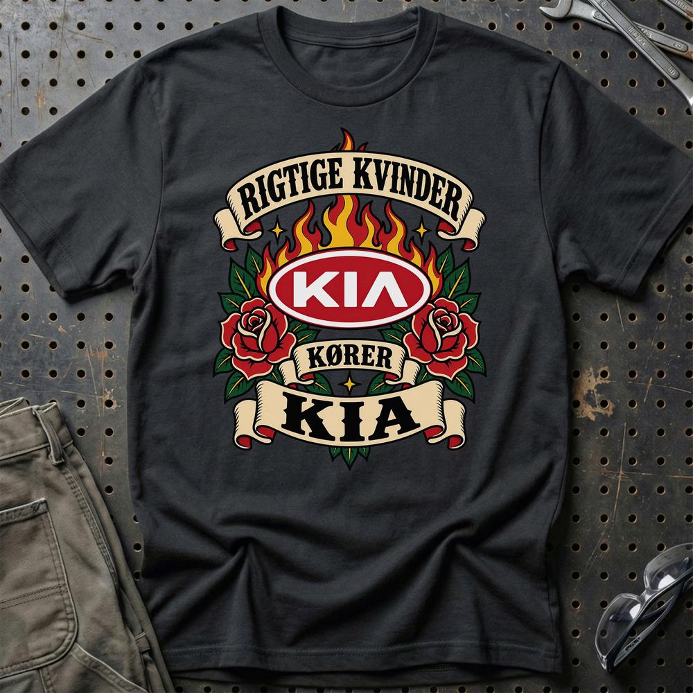 
Produktbillede af KIA Rigtige Kvinder Kører – Roser og Flammer T-Shirt