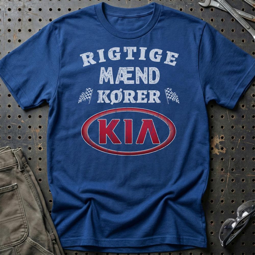 KIA Rigtige Mænd Kører - Unisex T-Shirt , Bomuld-Beklædning-KIA-Blå Royal-S-Garage Culture Shop- garage - man cave - merchandise