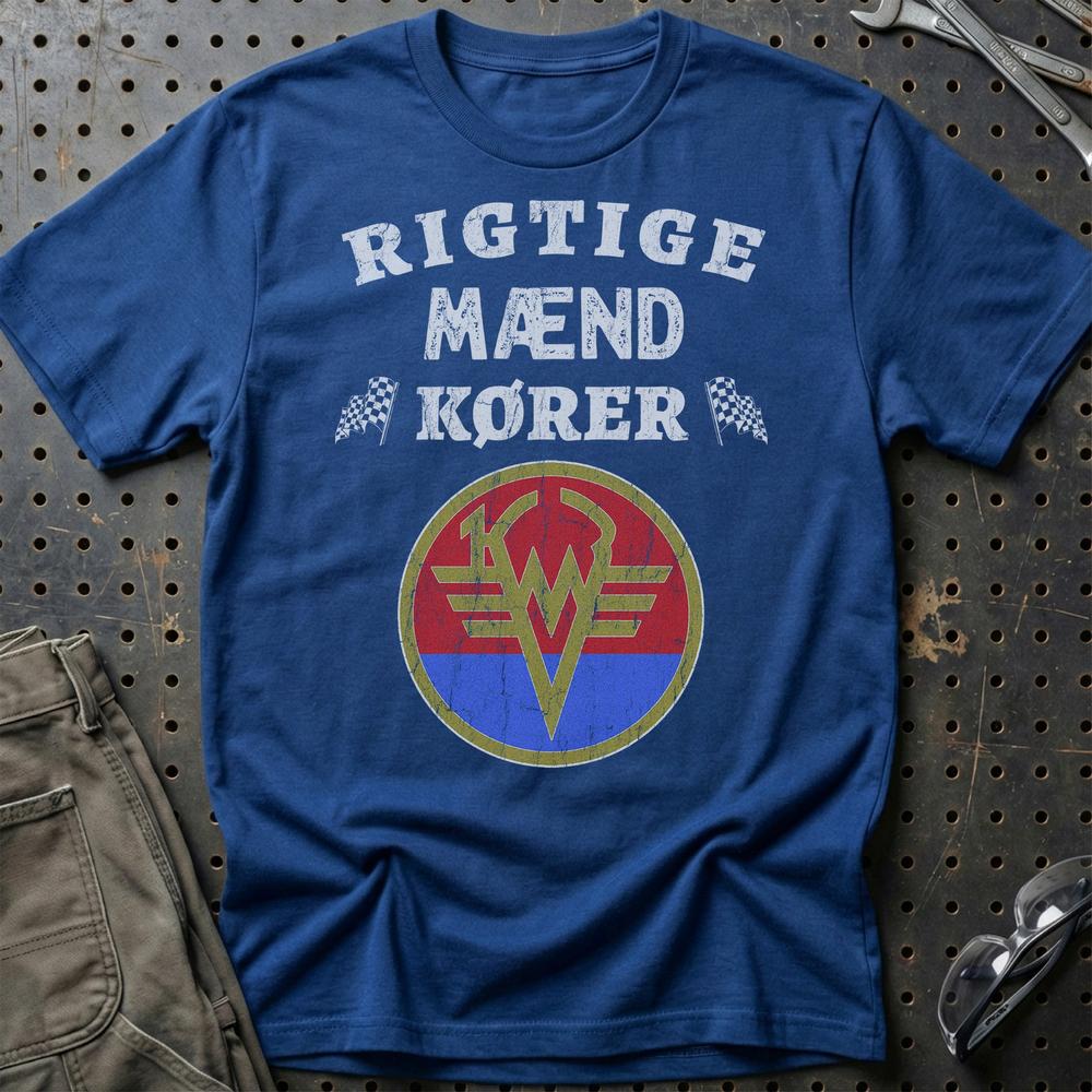 KMZ Rigtige Mænd Kører T-Shirt-Beklædning-KMZ-Blå Royal-S-Garage Culture Shop- garage - man cave - merchandise