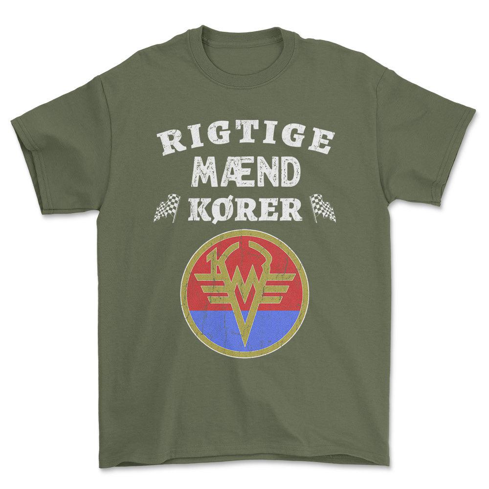 KMZ Rigtige Mænd Kører - Unisex T-Shirt , Bomuld-Beklædning-KMZ-Grøn Militær-S-Forside-Garage Culture Shop- garage - man cave - merchandise