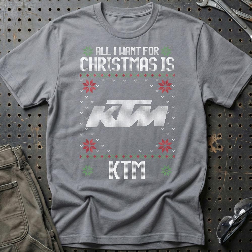 KTM - All I Want For Christmas T-Shirt-Beklædning-KTM-Grå Sport-S-Garage Culture Shop- garage - man cave - merchandise