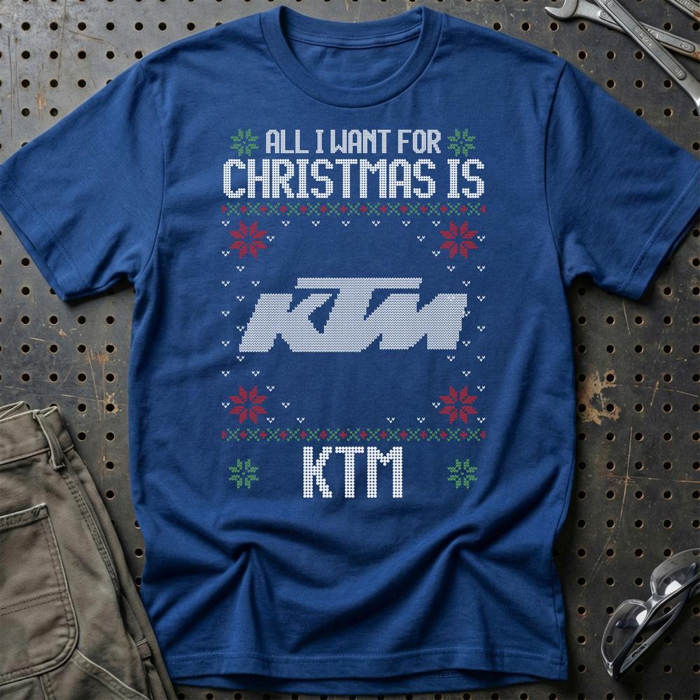 KTM - All I Want For Christmas T-Shirt-Beklædning-KTM-Blå Royal-S-Garage Culture Shop- garage - man cave - merchandise